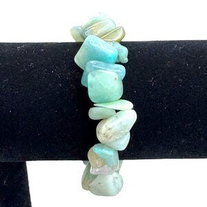 Amazonite Gemstone Chip Stretch Bracelet Natural Stone Jewelry Turquoise Blue
